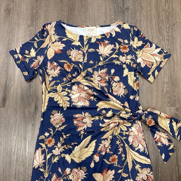 Sezane Pippa Dress Large Floral Maxi Organic Cotton Blue Never Ending Summer - Picture 10 of 15